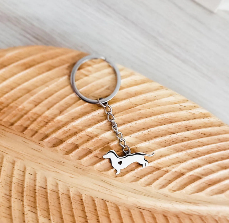 Dachshund Heart Pendant Keychain