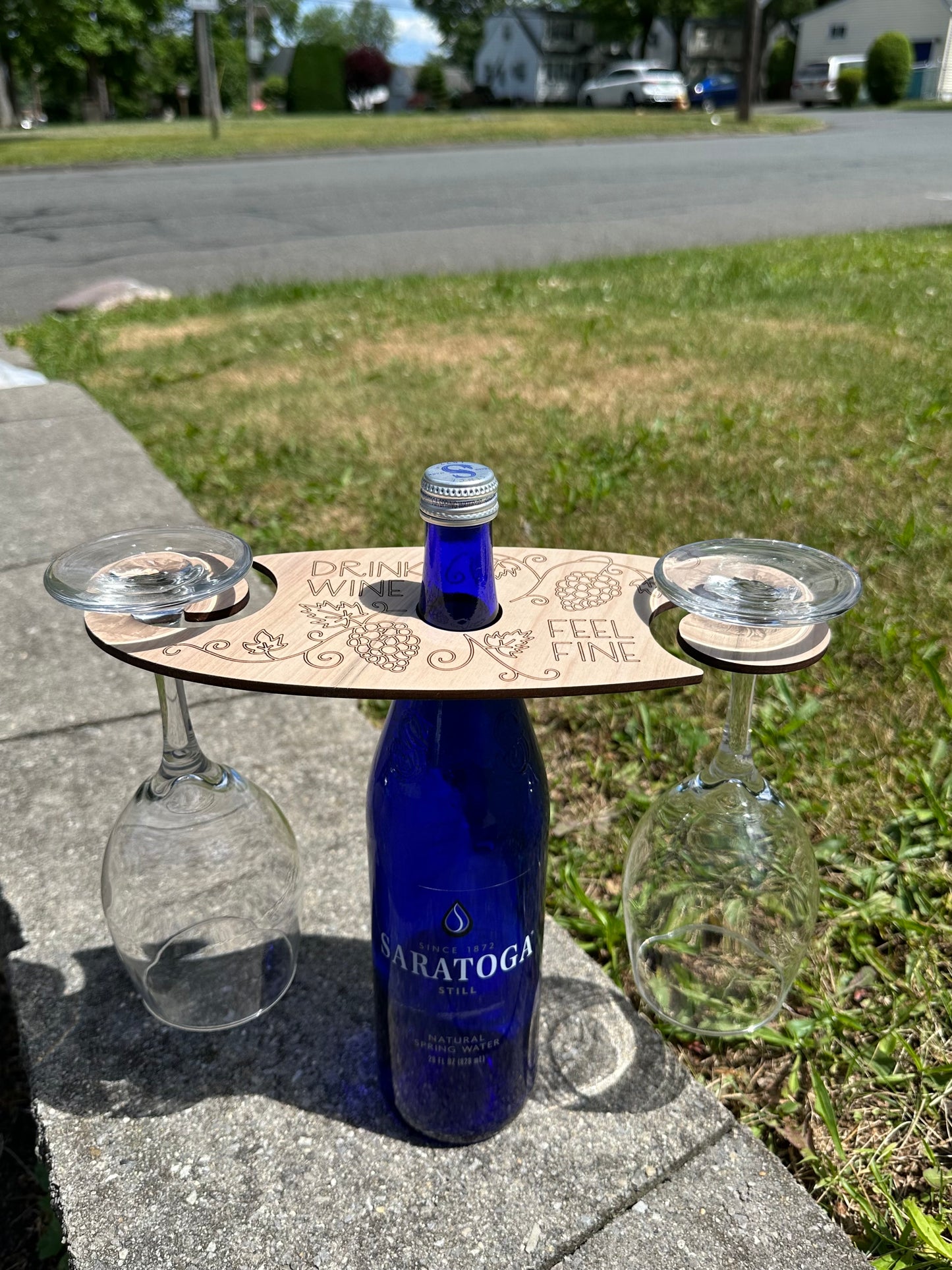 Wine Glass Caddy (Drink Wine Feel Fine)