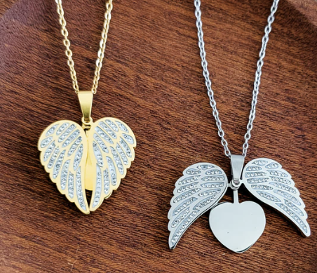 Sparkling Wings Hidden Heart Necklace