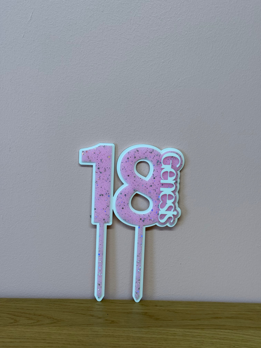 Number Cake Topper with Name Double Layered