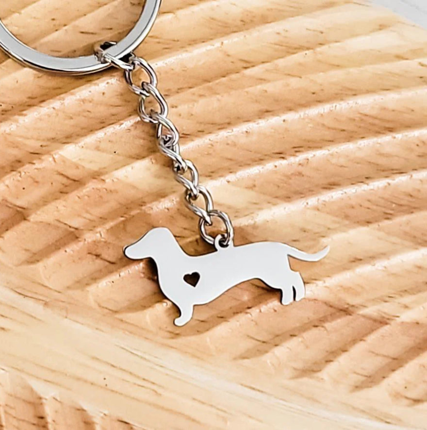 Dachshund Heart Pendant Keychain