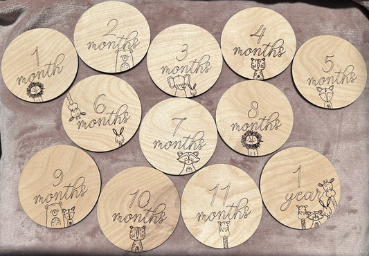 Animal Baby Monthly Milestone Set