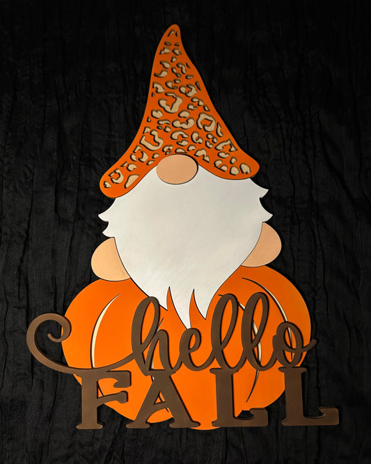 Hello Fall Gnome Sign