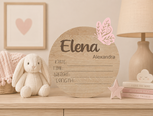Custom Baby Feet Sign – Birth Stats 6"