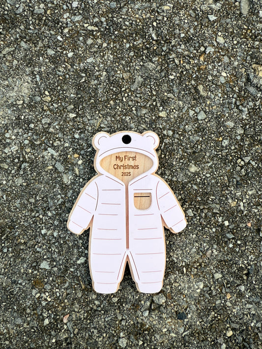 Baby’s First Christmas Ornament – Cozy Winter Coat Design