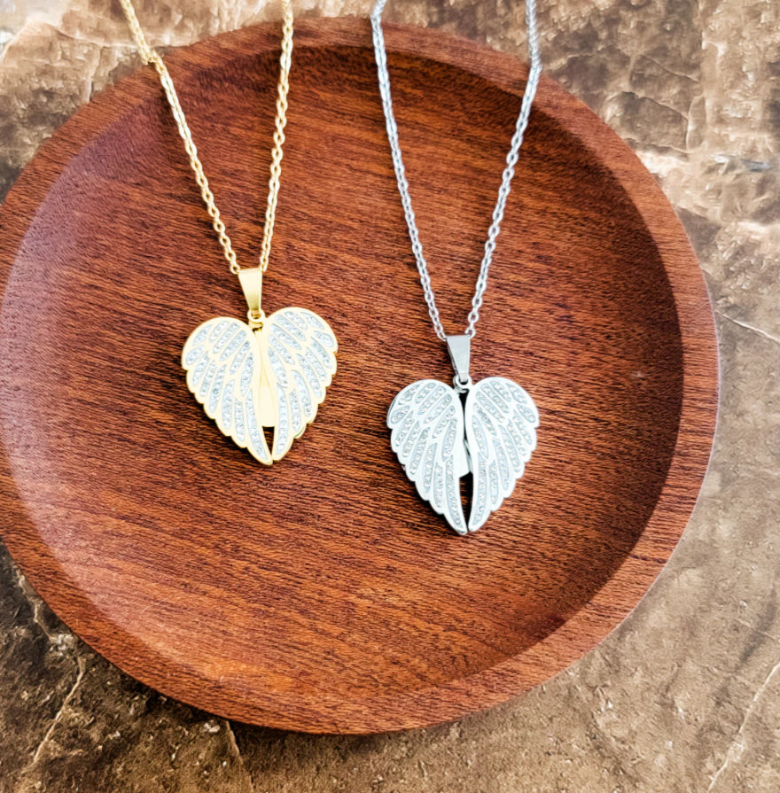 Sparkling Wings Hidden Heart Necklace