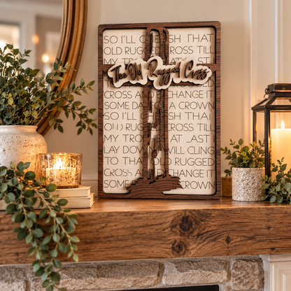 The Old Rugged Cross Layered Wood Sign