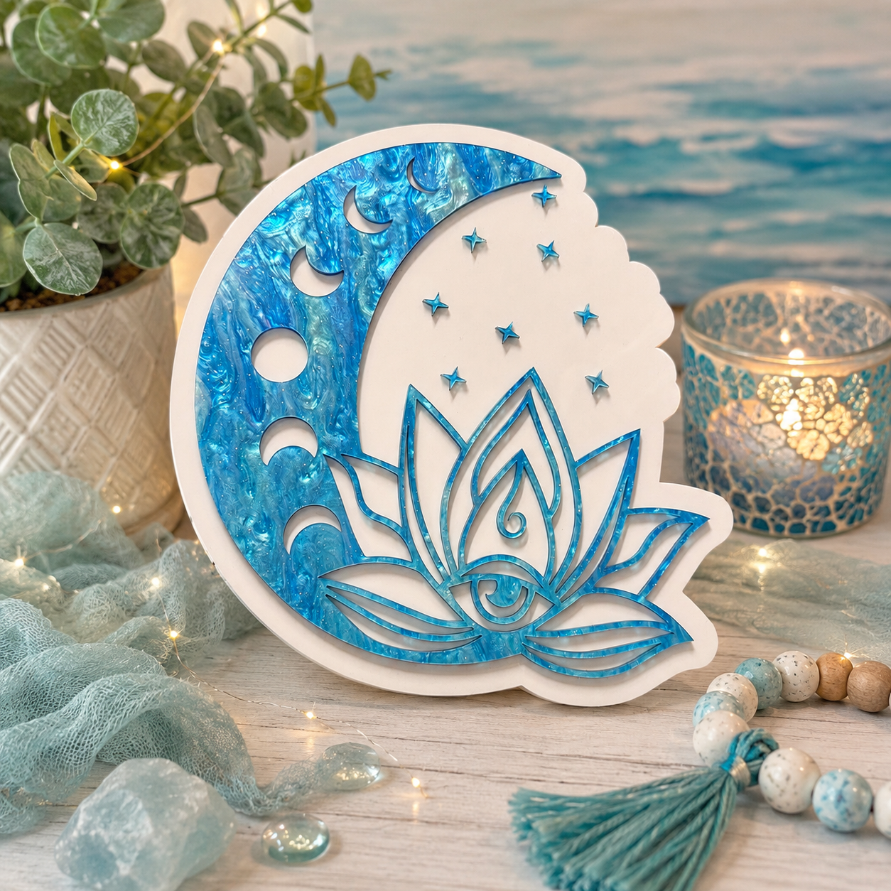 Moon Phase Lotus Wall Art